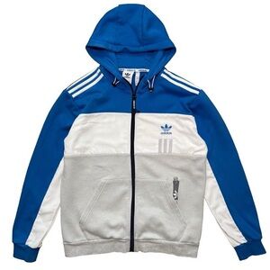 Adidas Men Blue and White Zip-Up Jacket